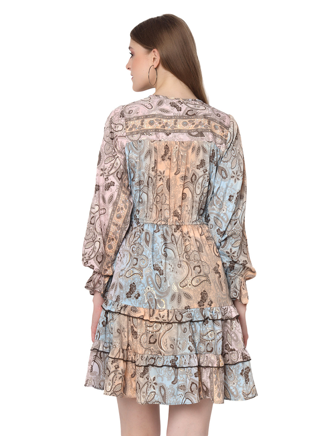 Boho Foil Printed Kasturi Silk Dress Manufacturer | Ibiza Beachwear