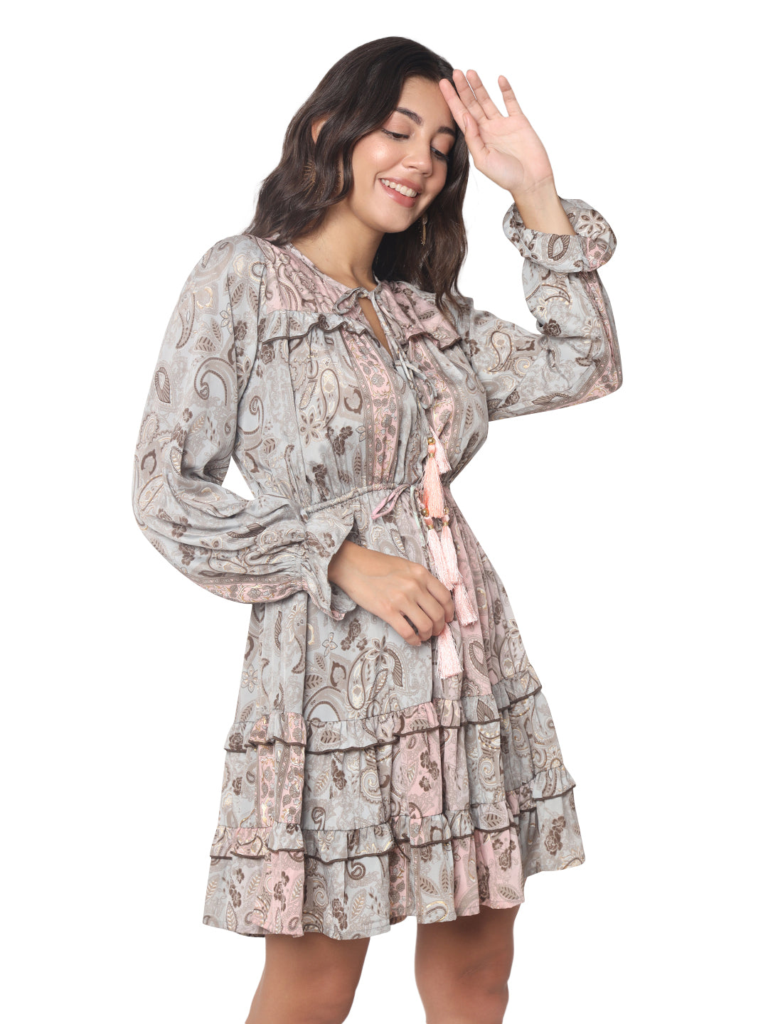 Boho Foil Printed Kasturi Silk Dress Manufacturer | Ibiza Beachwear