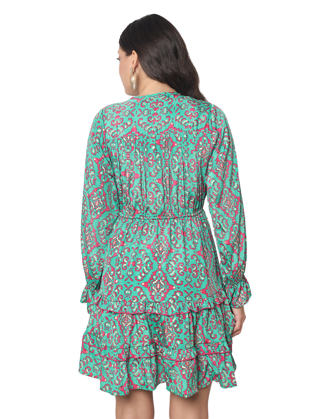 Boho Foil Printed Kasturi Silk Dress Manufacturer | Ibiza Beachwear