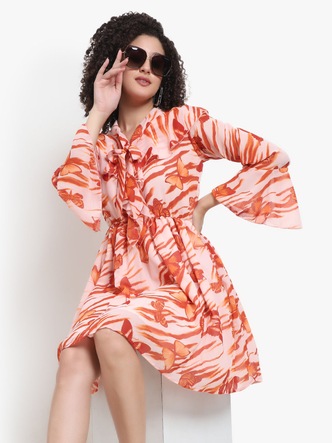 Printed Bow Tie Neck Dress Manufacturer & Exporter
