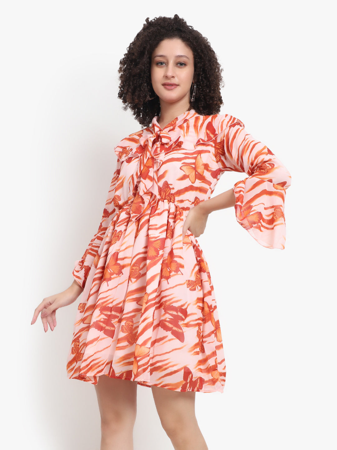 Printed Bow Tie Neck Dress Manufacturer & Exporter