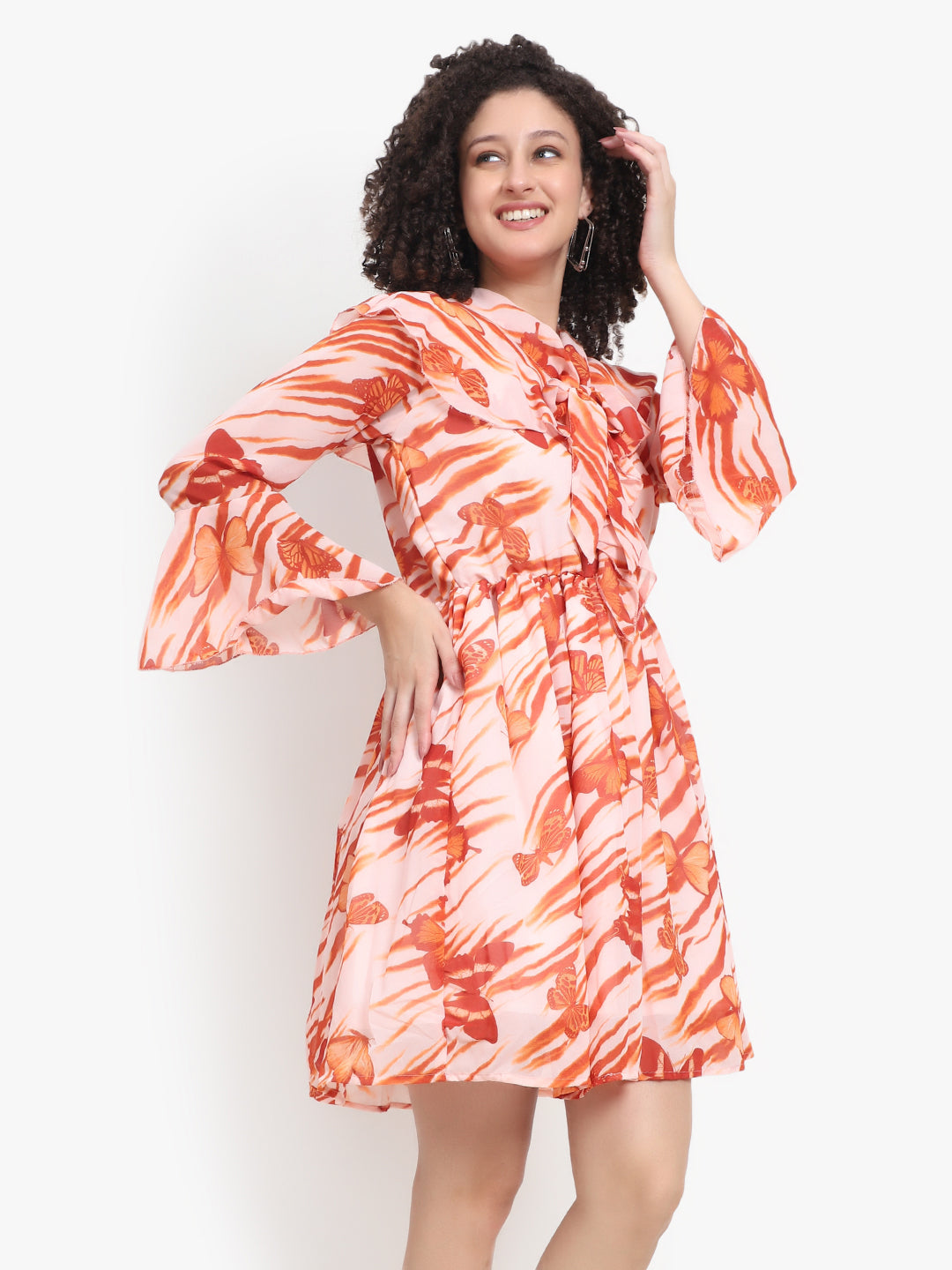 Printed Bow Tie Neck Dress Manufacturer & Exporter