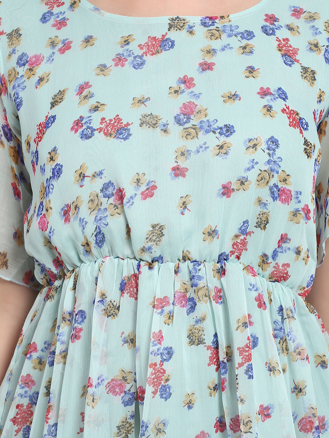 Floral Georgette Flare Dress Manufacturer & Exporter | OEM White Label - Olizzo Delhi