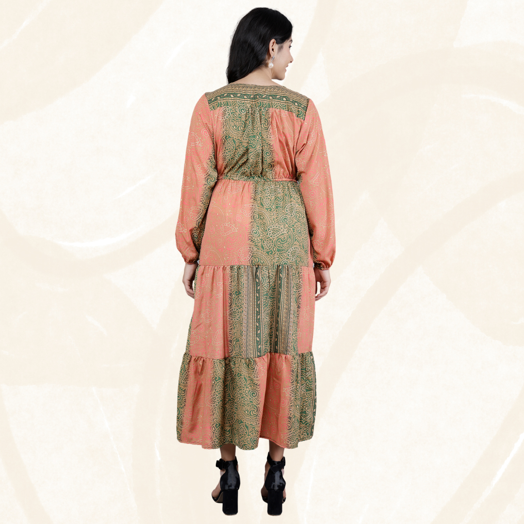 Boho Sun Dress in Poly Art Silk & Viscose – Summer Maxi by Olizzo