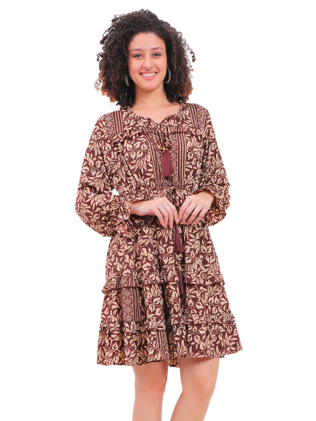 Boho Foil Printed Kasturi Silk Dress Manufacturer | Ibiza Beachwear