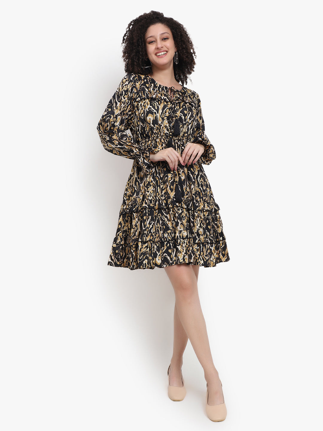 Regal Radiance Silk Tiered Mini Dress