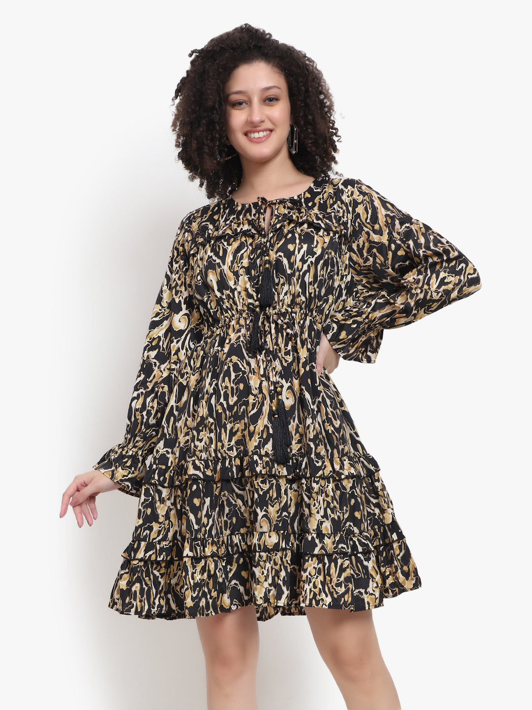 Regal Radiance Silk Tiered Mini Dress