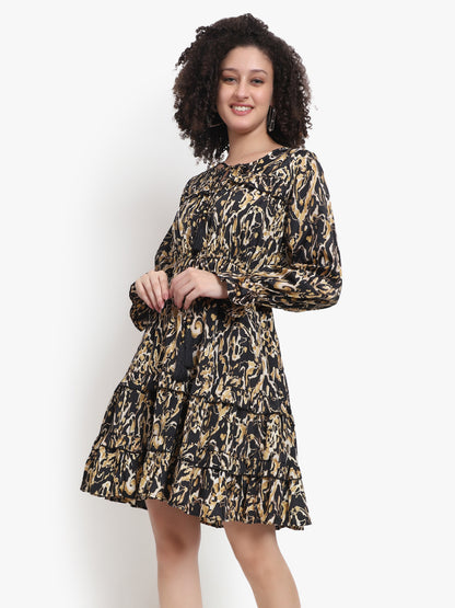 Regal Radiance Silk Tiered Mini Dress