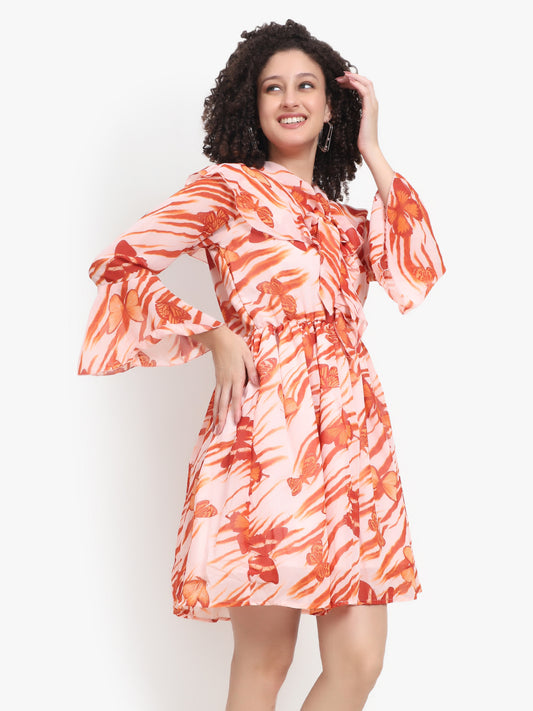 Printed Bow Tie Neck Dress Manufacturer & Exporter