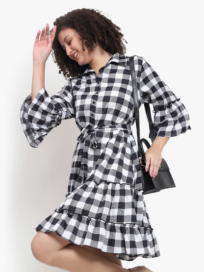 City Check Swing Dress