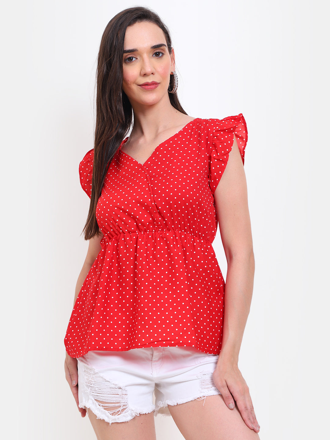 Polka Dot Flare Top