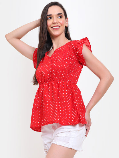 Polka Dot Flare Top