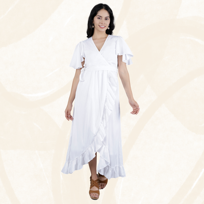 Poly Crepe Wrinkle Long Dress – Lightweight & Flowing | Olizzo