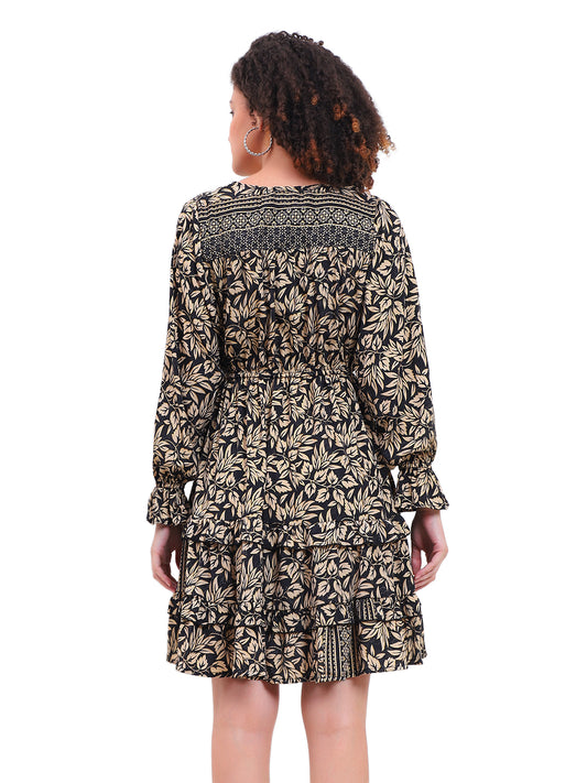 Boho Foil Printed Kasturi Silk Dress Manufacturer | Ibiza Beachwear