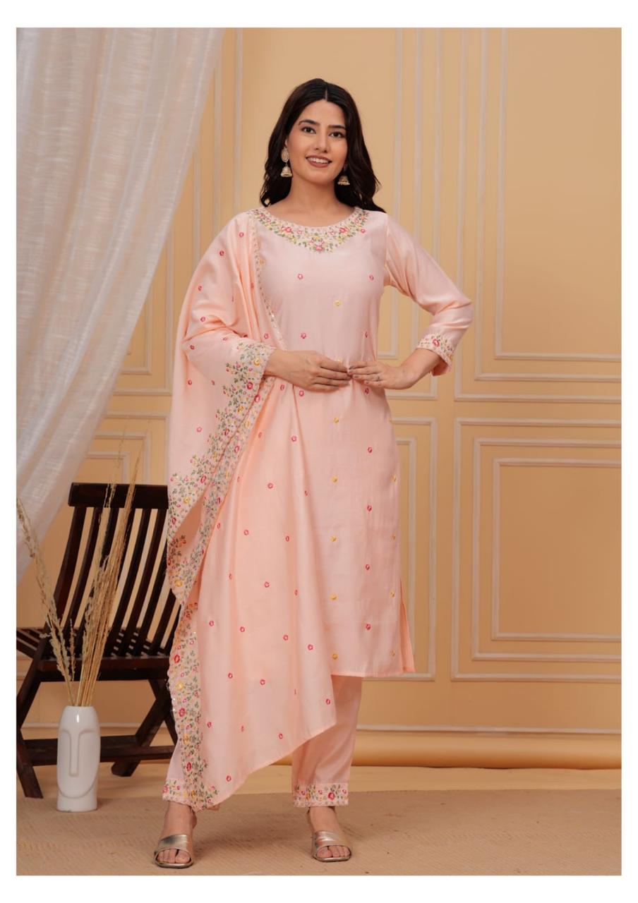 Peach Petals Anarkali Ensemble