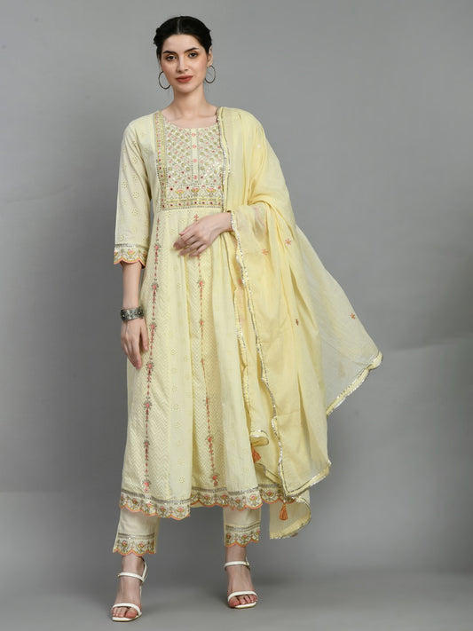 Elegant Yellow Anarkali Suit with Dupatta