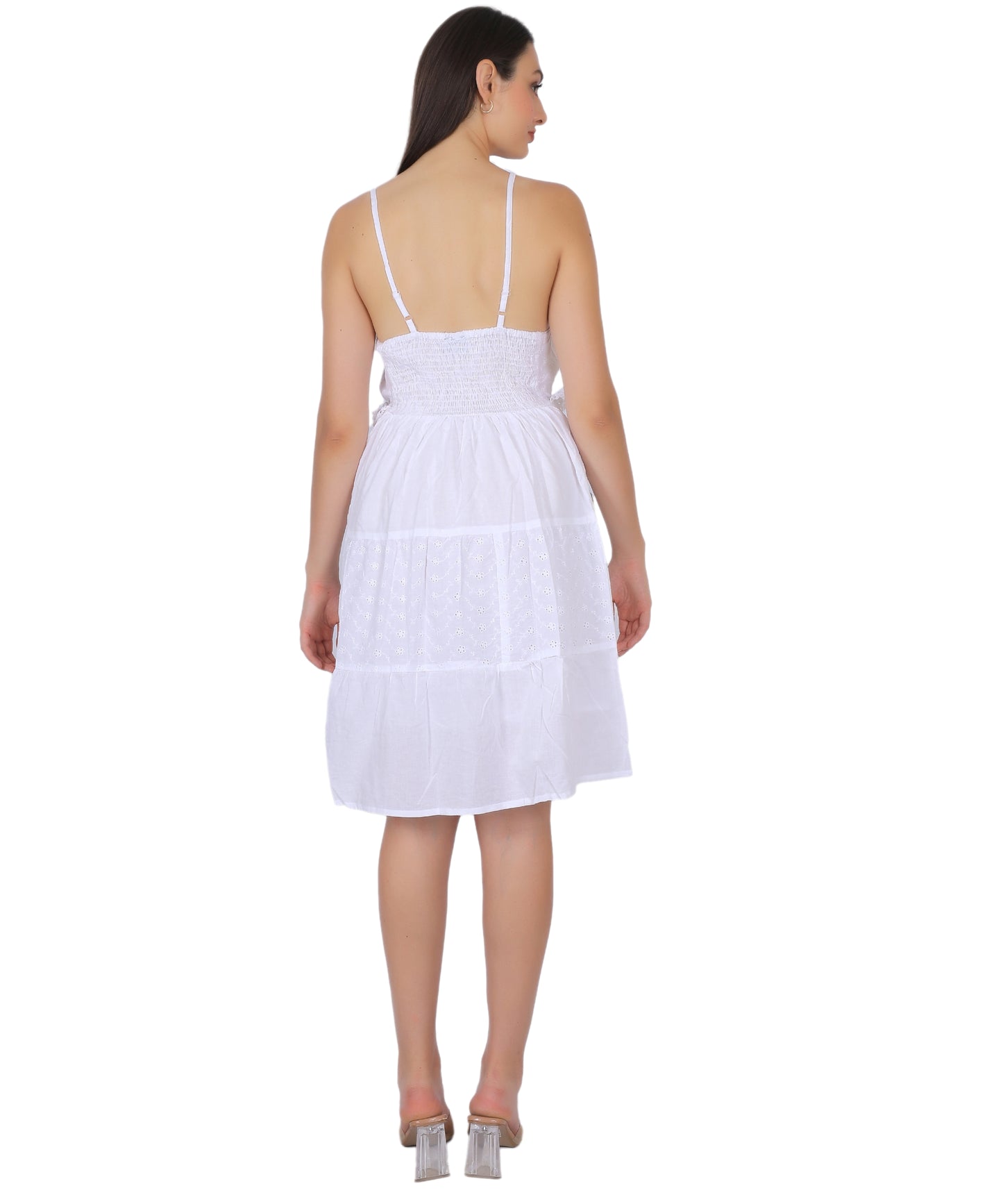 White Cotton Dress Manufacturer & Exporter | Schiffli Embroidery & Lace Work - Olizzo Delhi