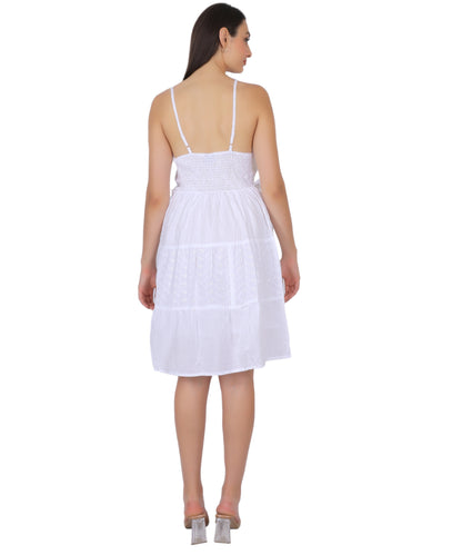 White Cotton Dress Manufacturer & Exporter | Schiffli Embroidery & Lace Work - Olizzo Delhi